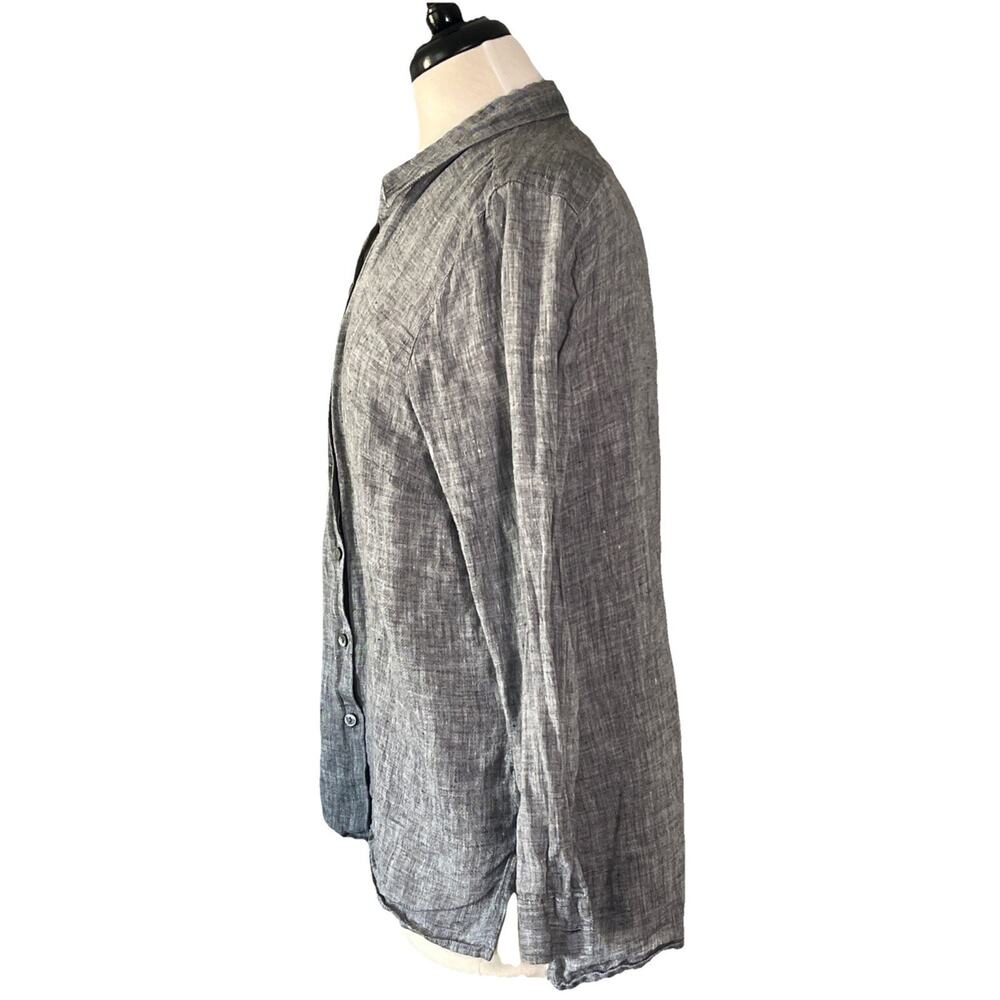 J Jill Love Linen Shirt Women Petite Medium Blue - Picture 3 of 5